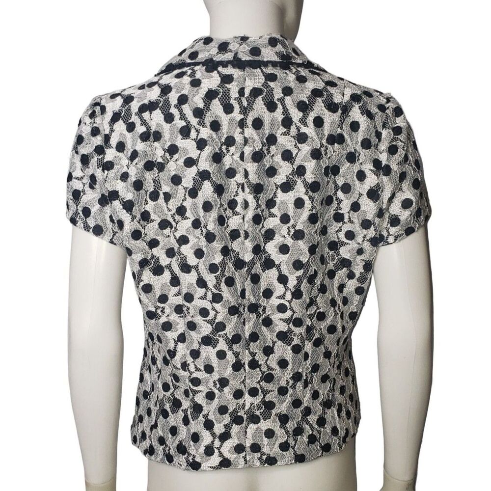 ALBERTO MAKALI Black and Silver Lace Blouse Womens Size Medium - Picture 2 of 7